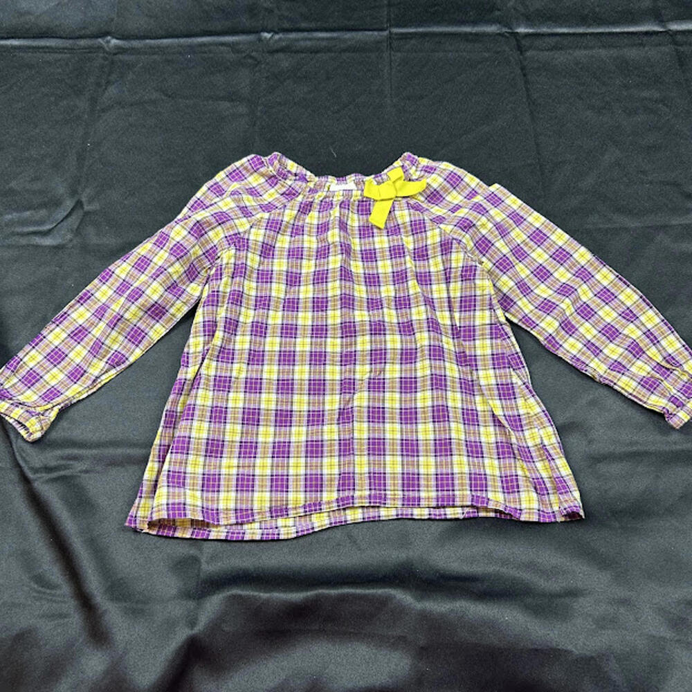 OshKosh B’gosh Girls‎ Shirt 4T Purple Yellow Flannel Baby Doll EUC - Picture 1 of 5
